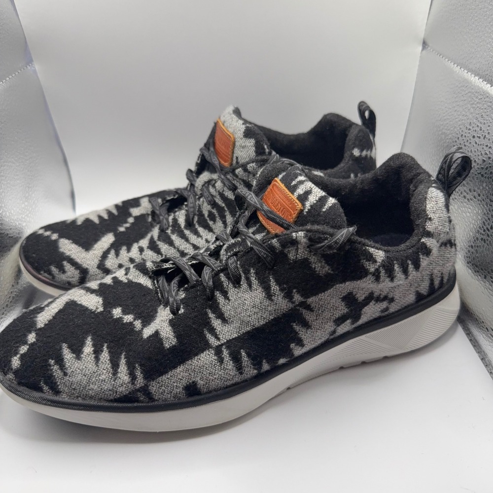 Pendleton Mens Harding Pattern Wool Sneakers Black Grey Low Top Shoes